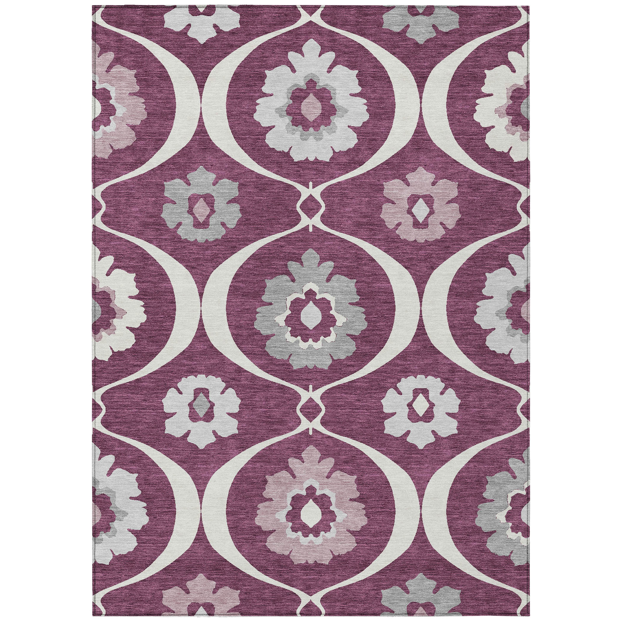 Addison Rugs Chantille Indoor/Outdoor Transitional Medallions Eggplant Washable Rectangle Rug, 9' x 12'