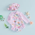 thumbnail image 2 of MEZZALL Summer 2Pcs Baby Girls Swimsuit Set Cartoon Girl Print Crew Neck Long Sleeve Rash Guard Swimwear And Sun Hat Boho Beachwear, 2 of 8