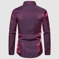 thumbnail image 3 of Camisas Para Hombre Manga Corta Camisa de manga larga colorida de club nocturno para hombre con solapa informal de Color sólido de un solo pecho de otoño e invierno para hombre (Purple, S), 3 of 4