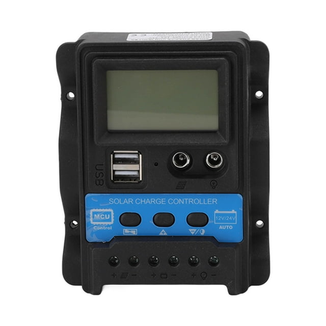 Contrôleur d'Alimentation Solaire PWM, Fonction de Protection Contrôleur de Charge Solaire Paramètre Réglable Double USB 12V 24V pour RV 10A,20A,30A