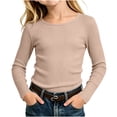 thumbnail image 3 of Bixock Toddler Girls Long Sleeve Shirts,Kids Crewneck Pullover Tops Solid Color Ribbed Knit Layering Top Girls Shirt for Everyday Casual Out Girls Clothings, 3 of 7