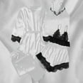 thumbnail image 6 of Censtreet Silk Pajamas for Women 5Pcs Sleepwear Loungewear Satin Robe Cami Shorts Pj Set, 6 of 7