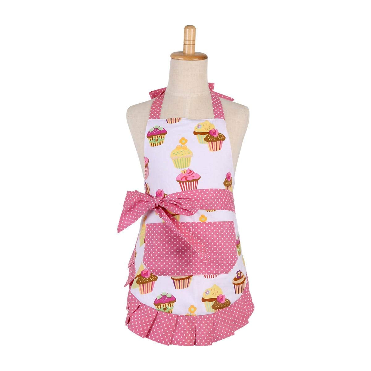 Novo Cotton Apron for Kid Girl with Pockets Adjustable Cooking Baking