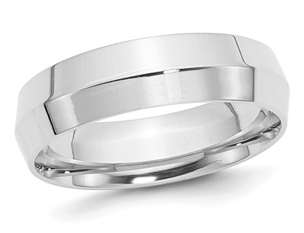 6mm white gold mens wedding band comfort fit