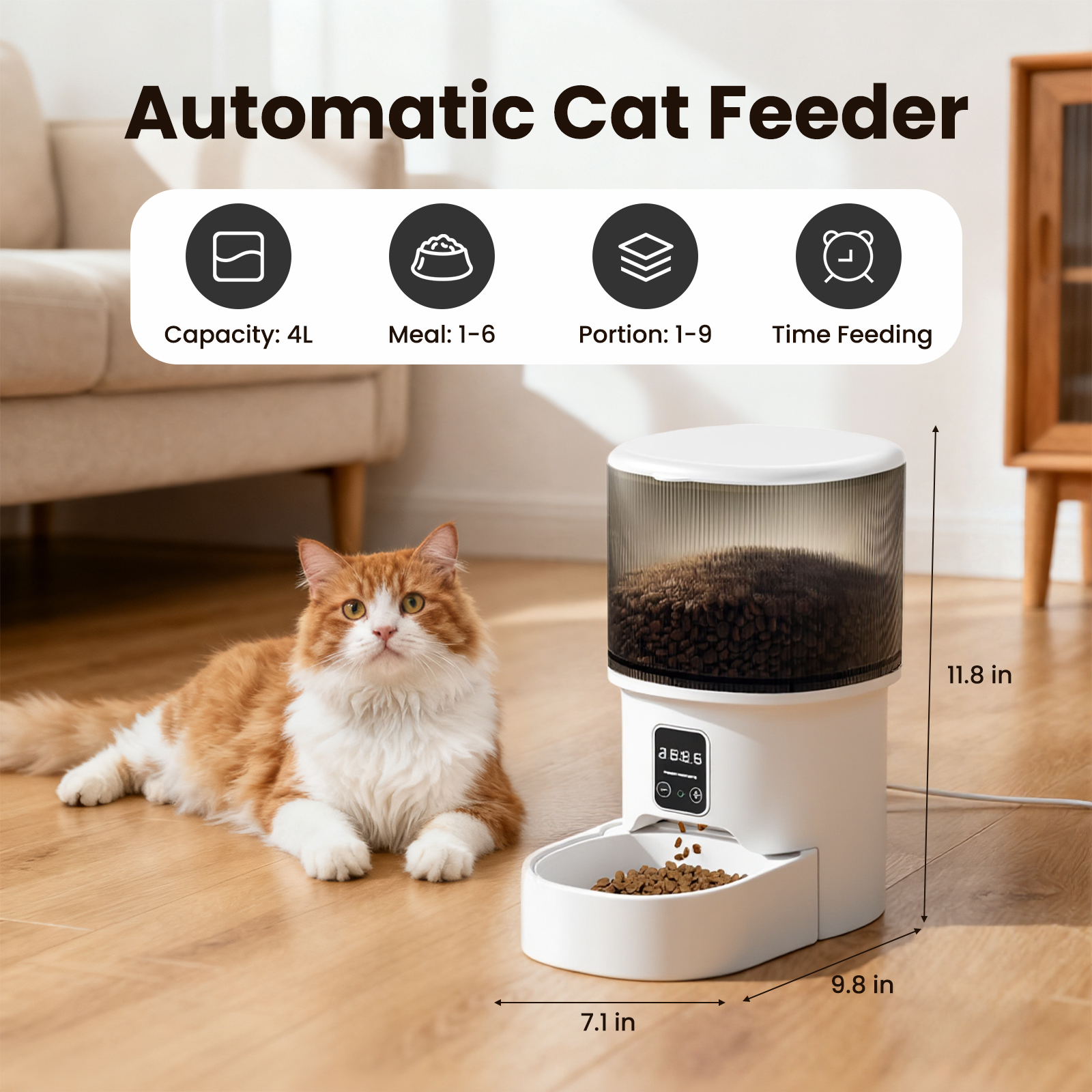 Fuvuan Automatic Cat Feeder 4L Programmable Dispenser photo 4