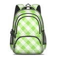 thumbnail image 2 of Green and White Checkered Pattern Backpack for School, Cute School Bag with Adjustable Shoulder Straps and Padded Back, 16.9"x12.6"x5.9", 2 of 4