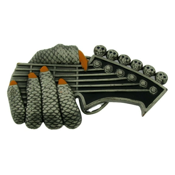 Skull Skeleton Belt Buckle Nail Polished Salon Painted Guitar Skeleton Detailed Skull