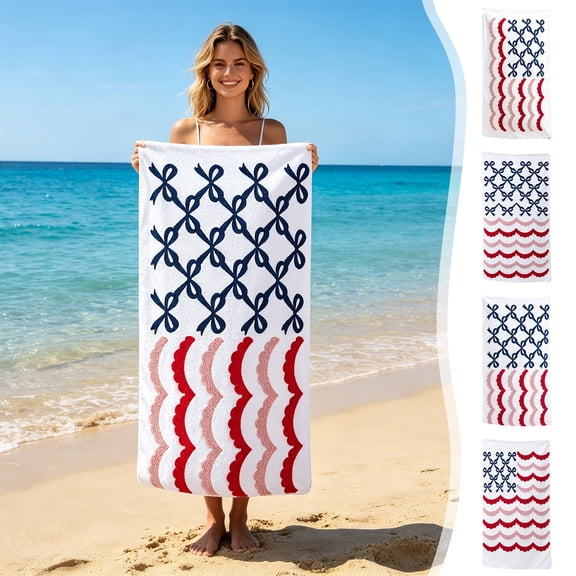 4th of July Patriotic Beach Towel, Oversized Quick Dry Absorbent Bath Cloth, Soft Skin Friendly Fabric for Seaside Vacation Outdoor Holiday Use, A