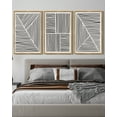 thumbnail image 4 of SHENIFY Mid-Century Modern Wall Art 16x24in3pcs Natural Framed Minimalist Abstract Boho Black Line Wall Decor Geometric Artwork Kitchen Dining Room, 4 of 5
