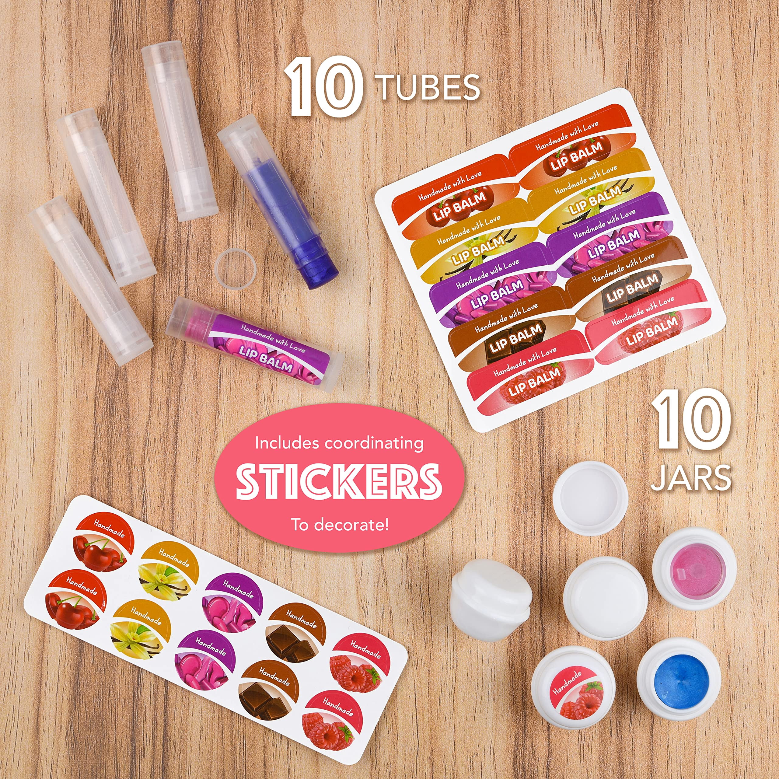 Keff DIY Lip Balm Making Kit Raspberry Scent 100% Natural for Kids Girls Teenagers 1 Pack