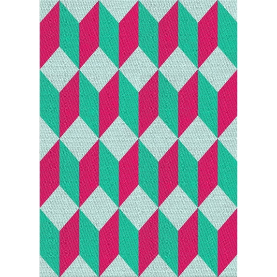 Ahgly Company Indoor Rectangle Patterned Sky Blue Novelty Area Rugs, 7' x 10'