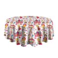 thumbnail image 5 of Colorful Princess Castle Carriage Pattern Round Tablecloth 60"x60",Wrinkle Wipeable Table Cloth for Kitchen Dining Room Picnic Patio Party, 5 of 6