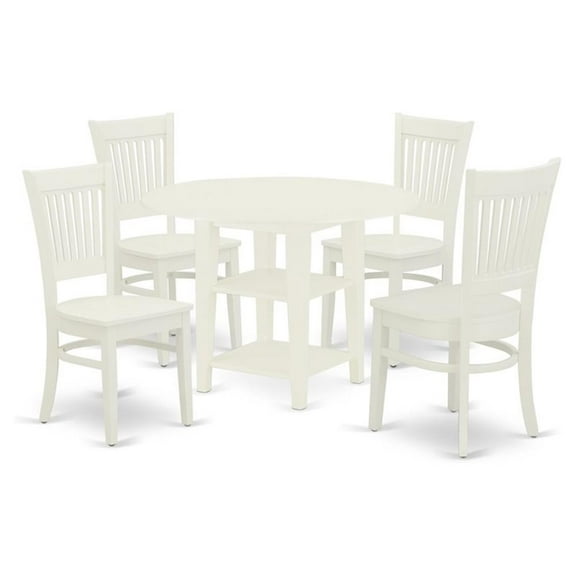 East West Furniture Sudbury 5-piece Wood Table and Dining Chair Set in White