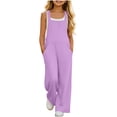 thumbnail image 2 of Agkizg Girls Jumpsuit Wide Leg Pants with Side Pockets Solid Casual Summer for Teen, Sizes 7-8 Years, 2 of 6