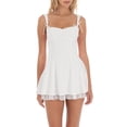 thumbnail image 2 of SUNSIOM Robe Corset Mini pour Femmes Mode Sans Manches Nœud Papillon Bretelles Patineuse Robes Courtes Fluides, 2 of 6