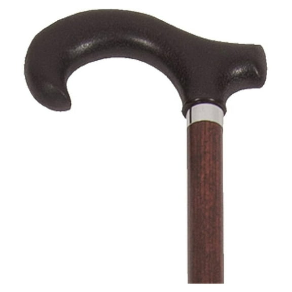 Solid Wood Cane, Derby Handle, Walking Aid with Slip Resistant Rubber Grips, Walnut Walnut (Derby Handle) Medium Grip