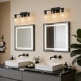 thumbnail image 4 of Black Vanity Lights for Bathroom 3 Light Industrial Wall Mounted Mirror Wall Lights with Glass Cover, 4 of 11