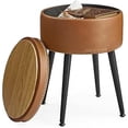 thumbnail image 1 of VASAGLE EKHO Collection Pouf de Rangement, Tabouret de Coiffeuse, Siège de Rangement Rond, Charge 330 lb, Brun Caramel, 1 of 7
