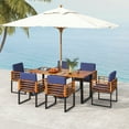 thumbnail image 2 of Costway 7pcs Patio Acacia Wood Dining Chair & Table Set Heavy-Duty Space-Saving Outdoor, 2 of 10