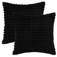 thumbnail image 2 of REGALWOVEN 2pcs Checked Faux Fur Plush Throw Pillow Covers Solid Soft Fuzzy Cozy Pillowcases Black 16" x 16", 2 of 6