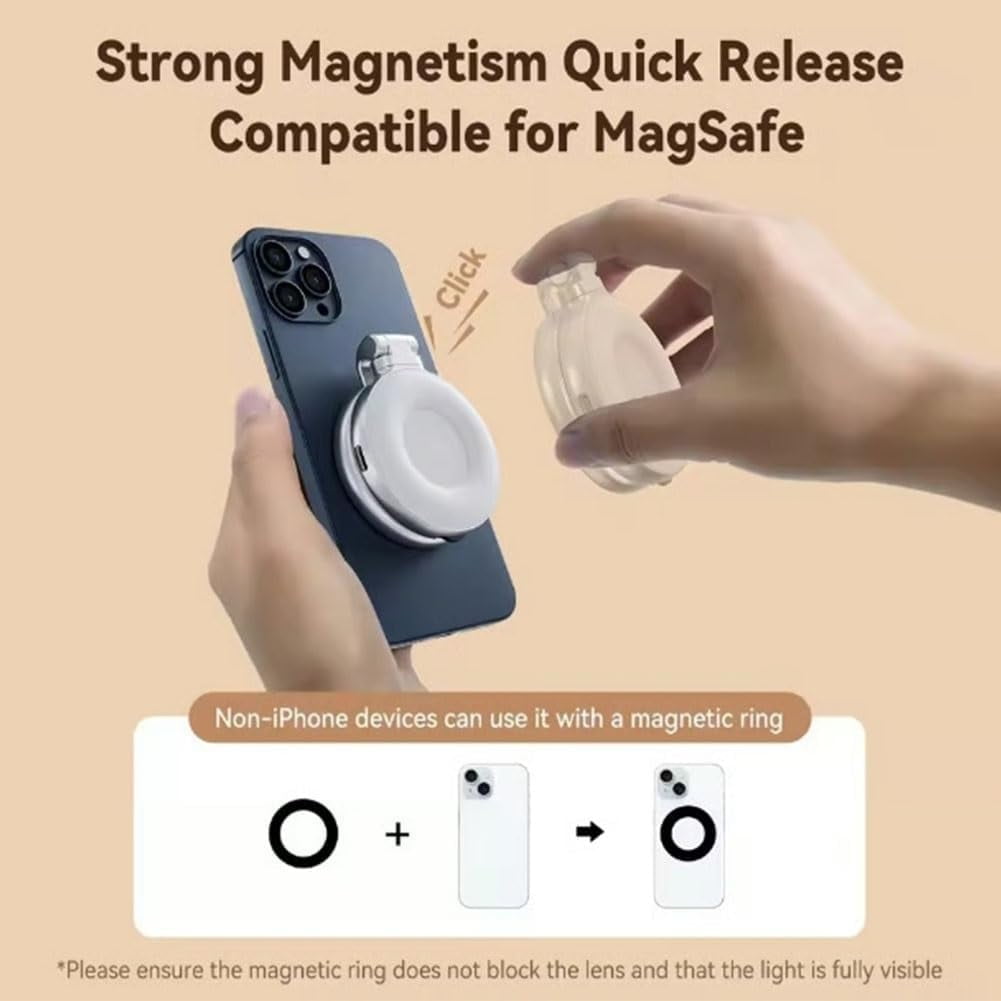 3-in-1 Magnetic Selfie Light - 360° Foldable Ring Light w/Mirror & 3 Modes