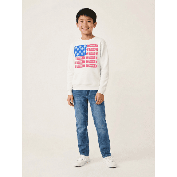 Jollidays featuring Tootsie Roll Unisex Kids Flag Long Sleeve Crewneck Pullover Sweatshirt, Sizes XS-XXL