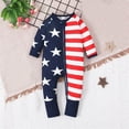 thumbnail image 2 of Weebloom Baby Boy Girl Outfits Footless 4Th Of July Long Sleeve Romper Jumpsuit For Independence Day Fall And Casual Zip Up Pjs Sleepers Onesies Pajamas Clothes Set Blue 0-3 Months, 2 of 9