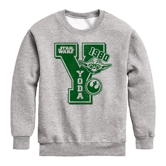 Star Wars - Yoda Letterman - Youth Boys Crew Fleece Sweatshirt