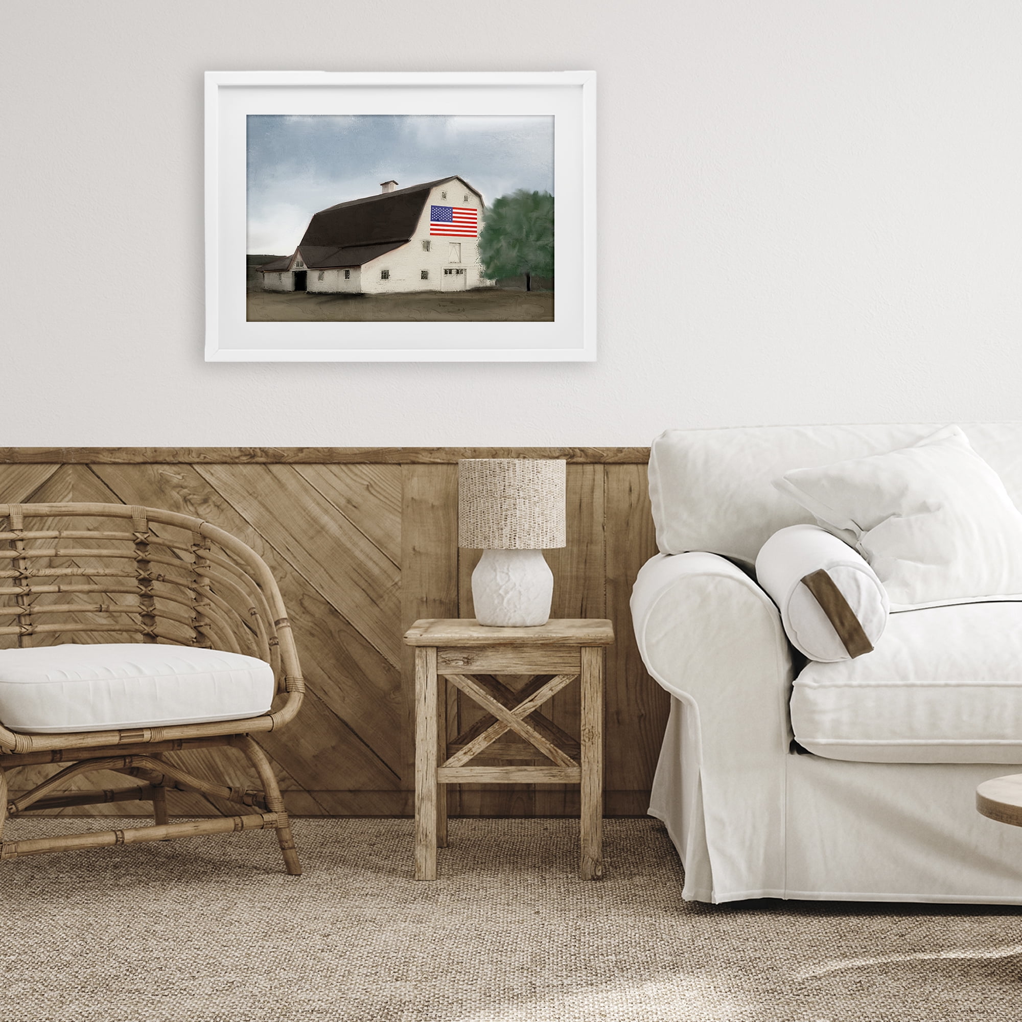Stupell Industries American Barn Dreams White Framed Print Under Glass, design by Kim Allen