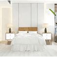 thumbnail image 3 of 【HOSTK】 Set of 2 Nightstands with 2 Drawers - Modern 2-Tier Bedside Tables, Large Capacity Wood Storage Cabinets with Natural Legs, Eco-Friendly End Tables for Bedroom & Living Room, White & Natural, 3 of 9