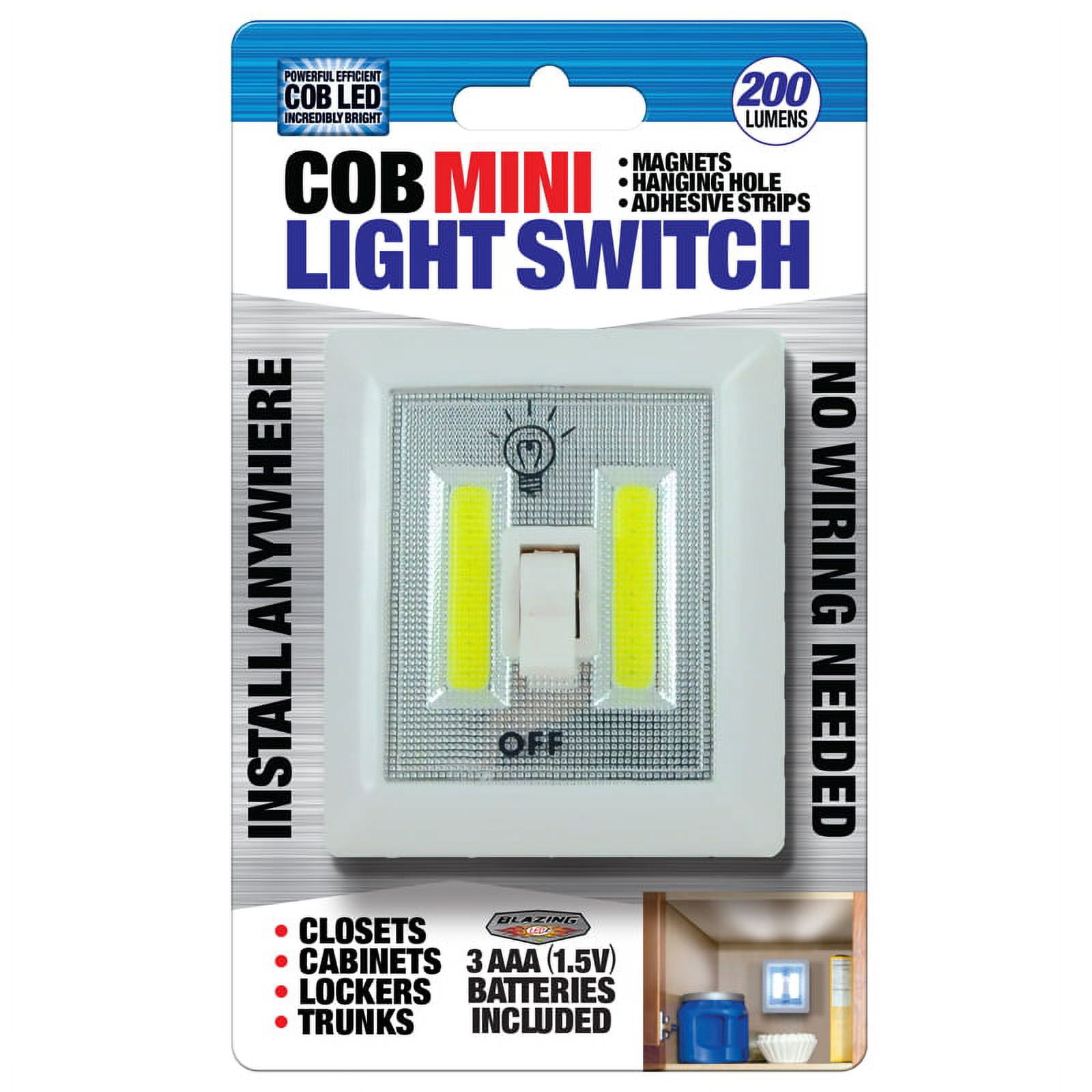 Blazing LEDz Cob Mini Manual Battery Powered LED Light Switch