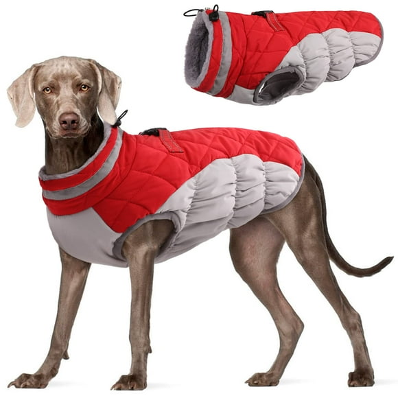 Abrigo para perro FUAMEY, chaqueta de invierno impermeable a prueba de viento, color rojo L