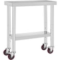 thumbnail image 1 of KFFKFF Silver Commercial Kitchen Workstation, 30x12x34 Inches, 700 LBS Weight Limit, Equipped with 4 Casters, 3 Height Adjustment Options, Robust Stainless Steel Food Preparation Table, 1 of 9