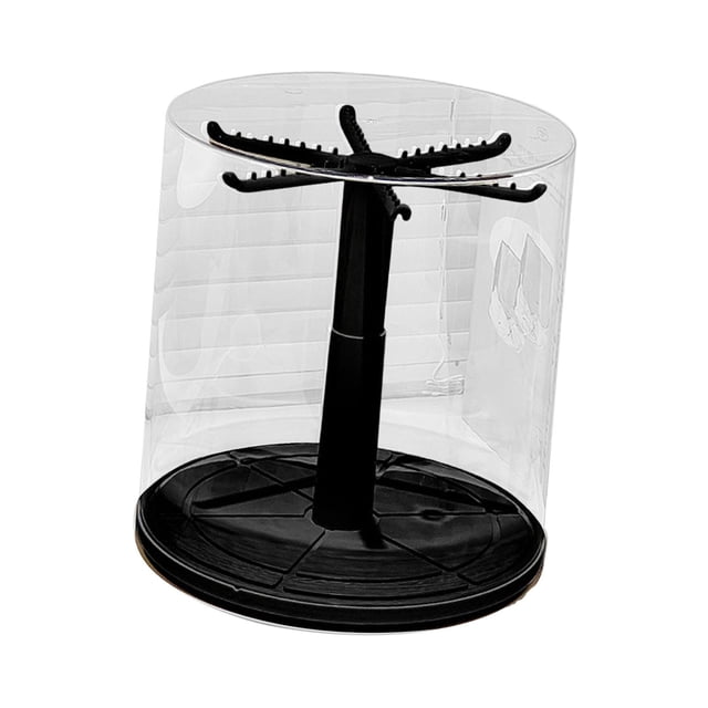 Vitrina transparente giratoria para llaveros, estante que ahorra espacio, apilable, para exhibir adornos en el hogar, gabinetes y escritorios. Negro