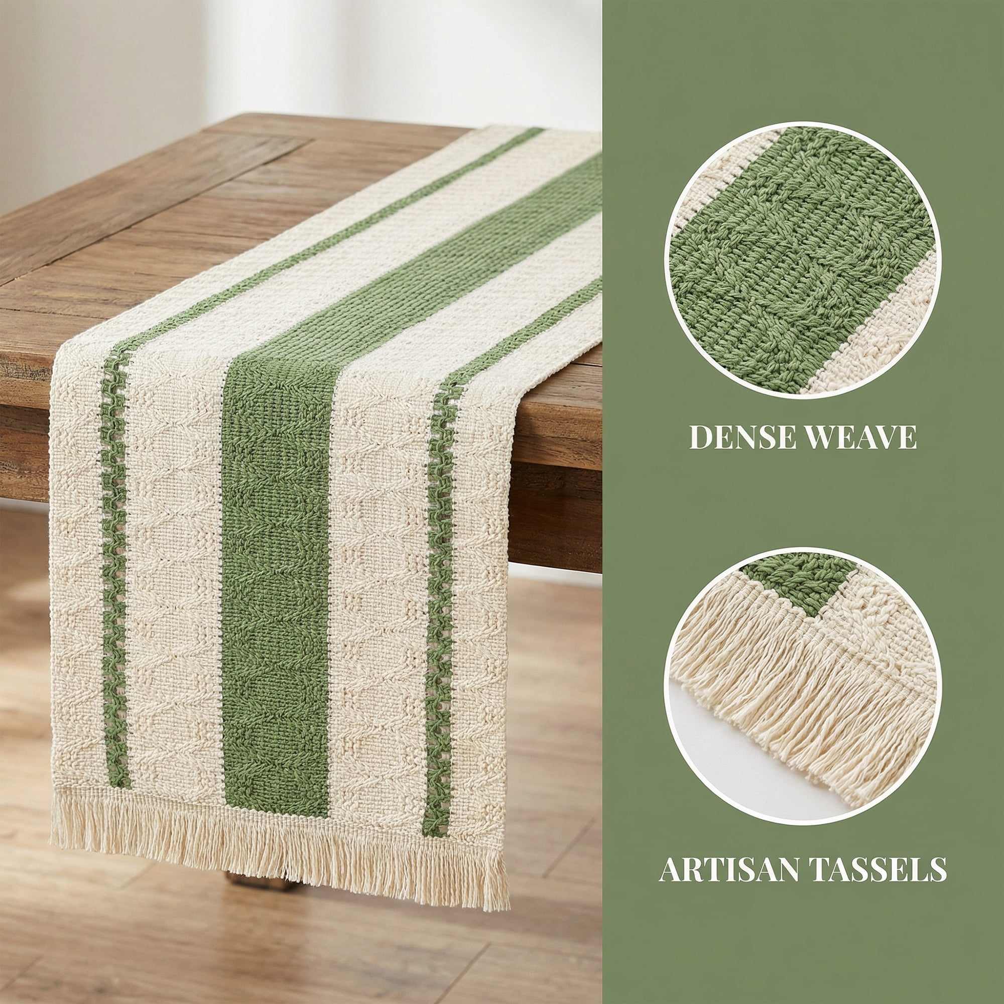 Unique Bargains Farmhouse Polyester Table Runner for Birthday Decoration Green 11.8"x78.7"