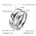 thumbnail image 2 of Black/Rose Gold Love Heart Stainless Steel Couple Rings Promised Engagement Band, 2 of 6