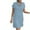 Light Blue, variant on QUYUON Womens Linen Dress Summer Short Sleeve High Neck Knee Length Dress Casual Loose T Shirt Dress Short Beach Sundress A-Line Tunic Dress Black S