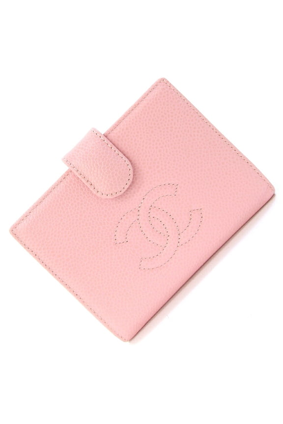 Pre-Owned Chanel Coco Mark Bifold Wallet A13497 Pink Caviar Skin Compact Old Women's... (Good)