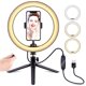 thumbnail image 1 of Anillo de luz para selfies de 10 "con soporte para trípode, lámpara LED de escritorio regulable, luz de anillo para cámara con obturador remoto inalámbrico para transmisión en vivo, 1 of 5