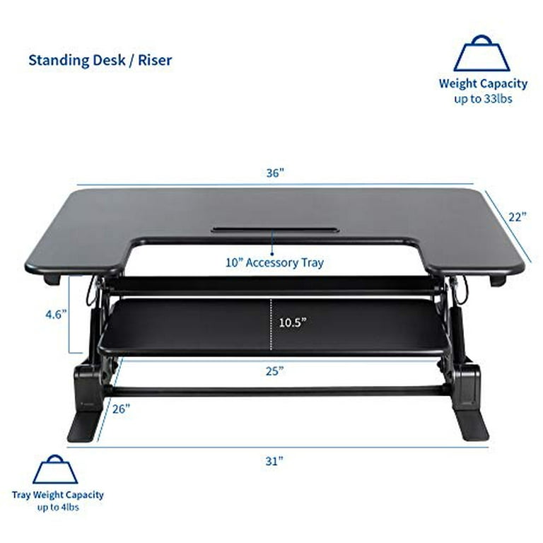 Vivo black height adjustable 36 inch stand up desk deals