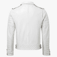 thumbnail image 2 of Real 100% Lambskin White Leather Jacket Luxury Modern Biker Casual Leather Jacket, 2 of 3