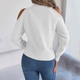 thumbnail image 4 of Rovga Fall Winter Casual Off The Shoulder Turtleneck Hollow Out Long Sleeve Knitted Pullover Knitwear Women Trendy Outerwear, 4 of 6
