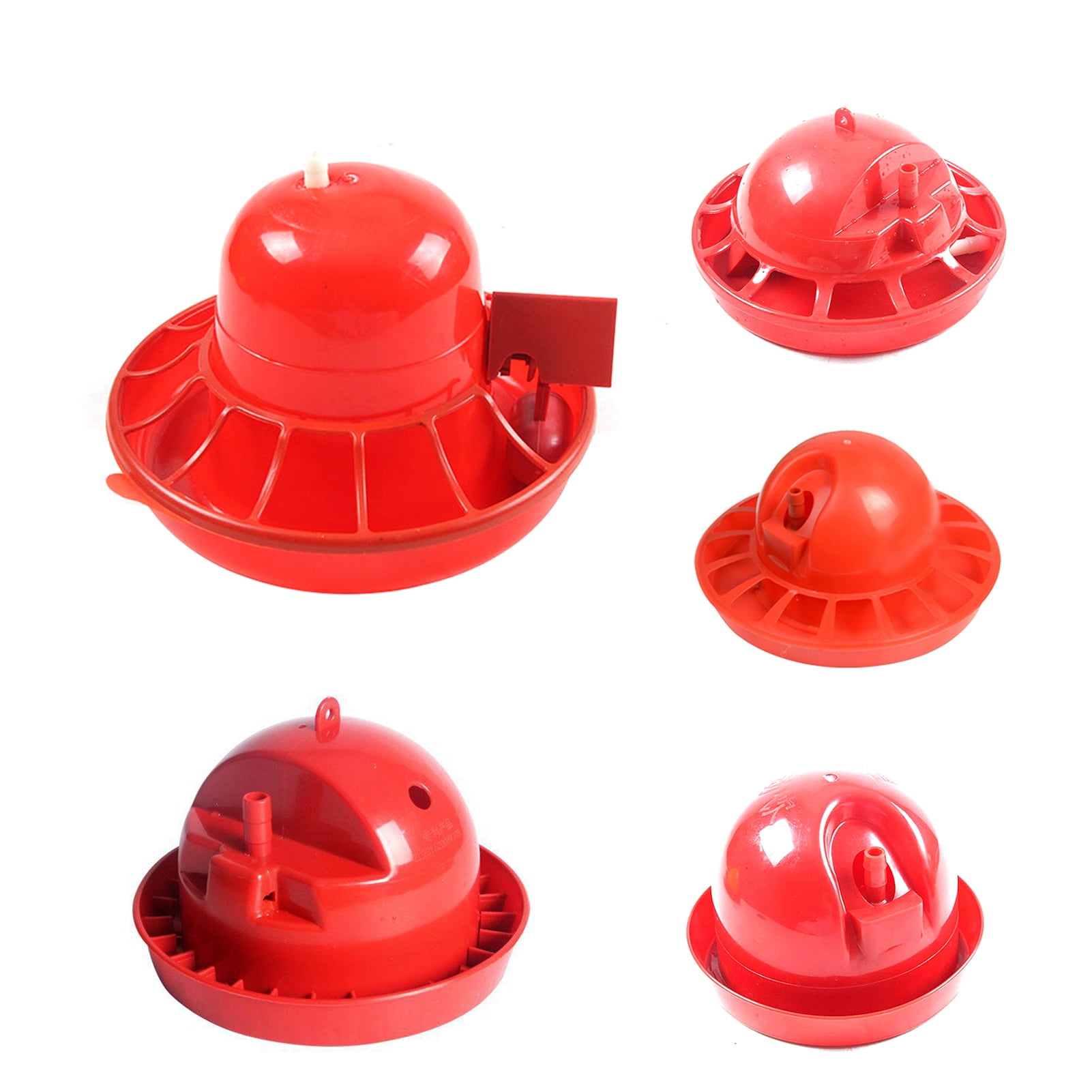 Little Giant 9 Quart Feed Trough Bucket - Heavy Duty Plastic Fence Feeder For Livestock & Pets (2 Pack, Red)