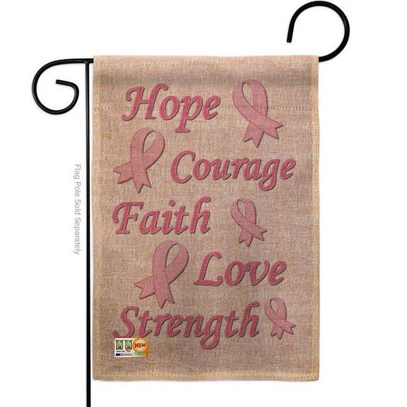 Breeze Decor BD-ST-G-115080-IP-DB-D-US12-BD 13 x 18.5 in. Hope-Faith-Courage Burlap Inspirational Support Impressions Decorative Vertical Double Sided Garden Flag