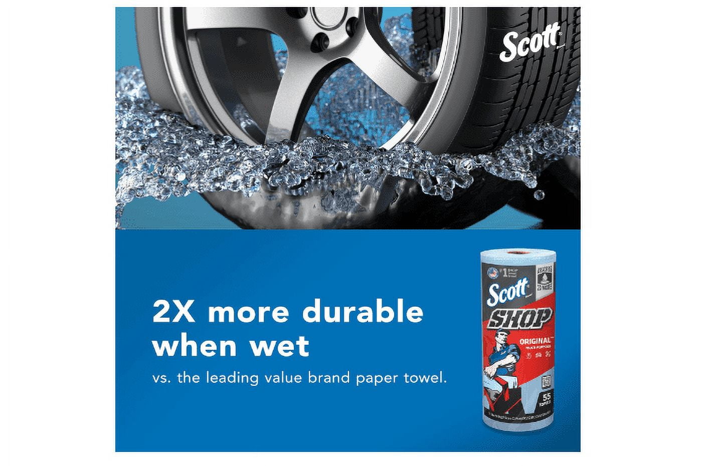 Scott Shop Towels Original - 12 Rolls  - 55 Towels/Roll , 660 Towels - Blue