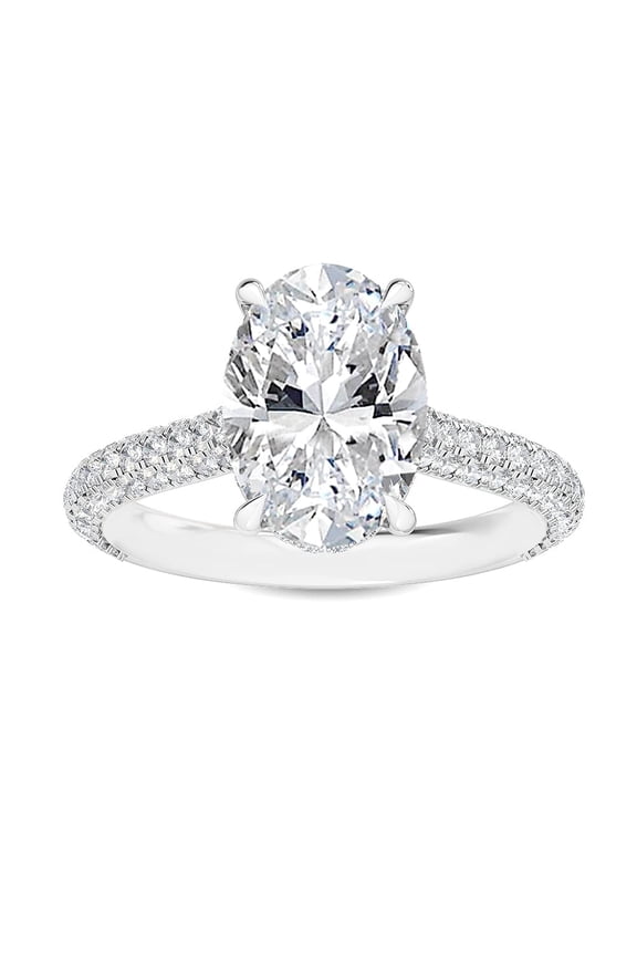 1 to 5 Carat Oval, Round Cut LAB GROWN Diamond Vintage Engagement Ring (Color D-E Clarity VS1-VS2) Platinum 1 Carat Size-5