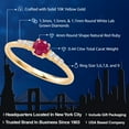 thumbnail image 2 of Gem Stone King 10K Yellow Gold Red Ruby and White Lab Grown Diamond Engagement Ring for Women (0.44 Cttw, Round 4MM, Gemstone July Birthstone, Available in Size 5, 6, 7, 8, 9), 2 of 5