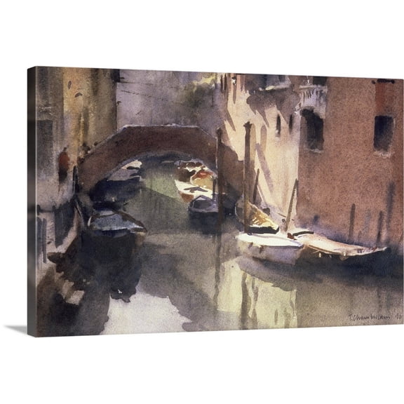 Great BIG Canvas | "A Quiet Canal in Venice, 1990" Canvas Wall Art - 24x16
