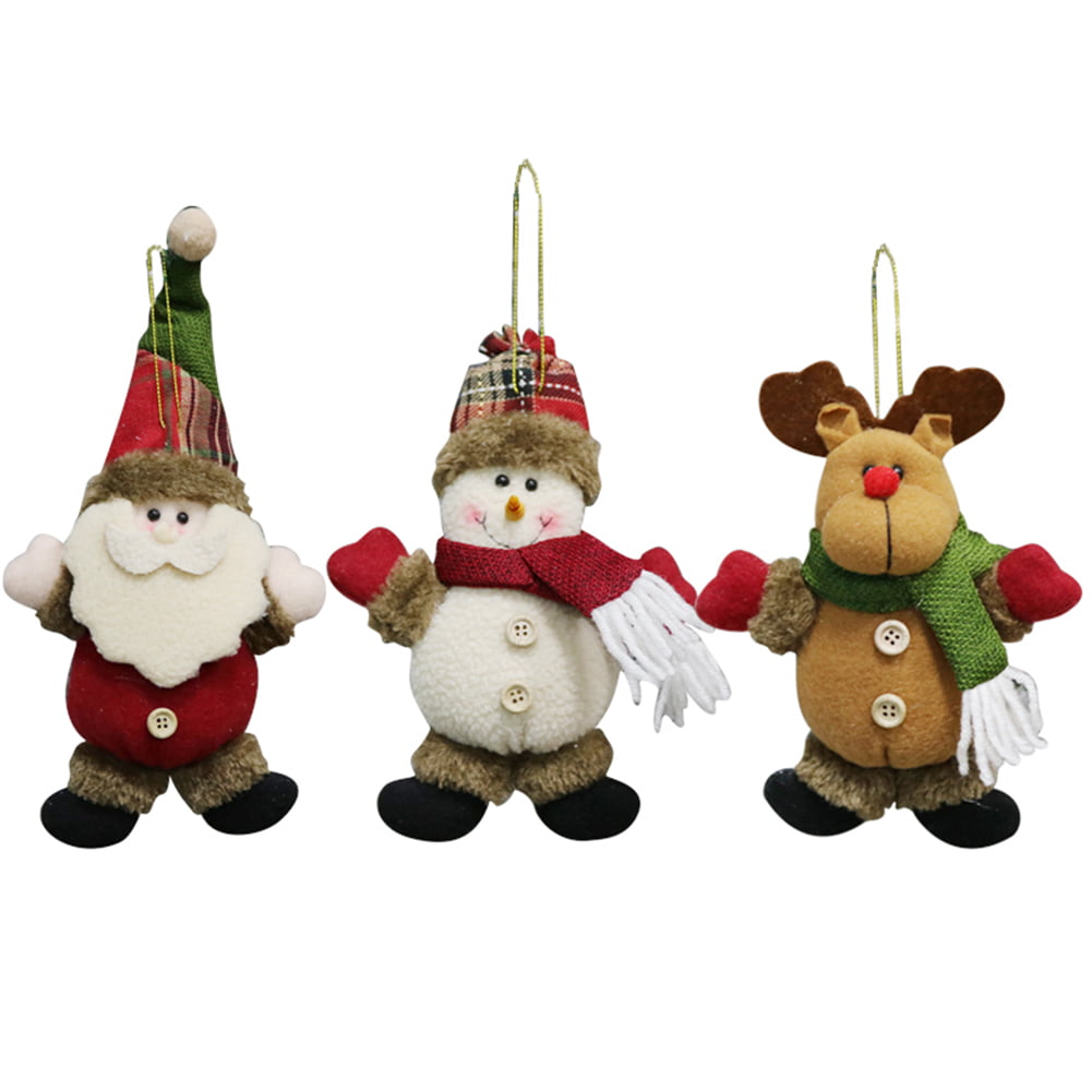 Christmas Ornaments Santa Claus Snowman Reindeer Toy Doll Tree Hanging Decor 