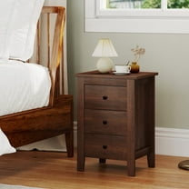 Auranook Nightstand End Beside Sofa Table Cabinet w/ 3 Drawers Bedroom Furniture Brown